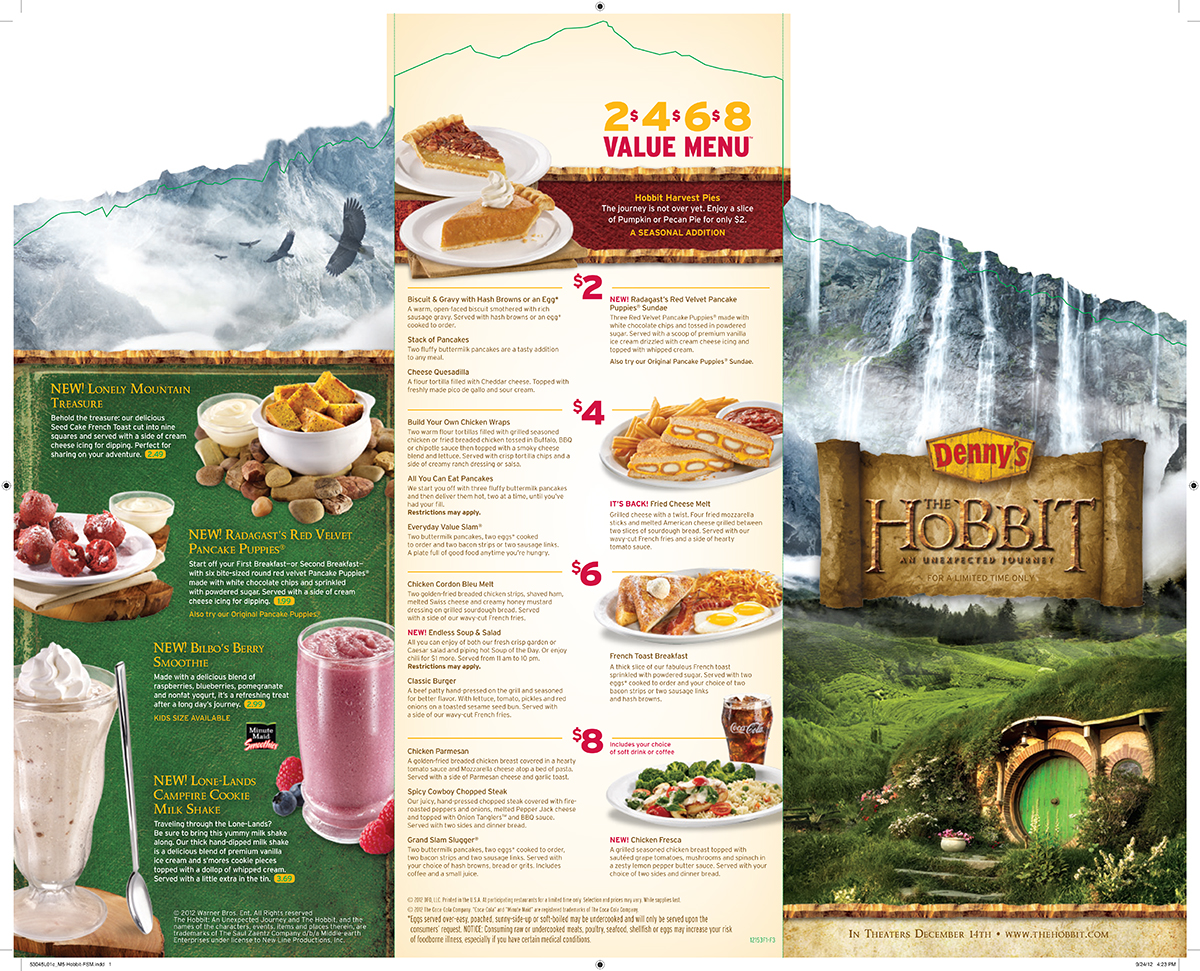 Denny's 'Hobbit' menu